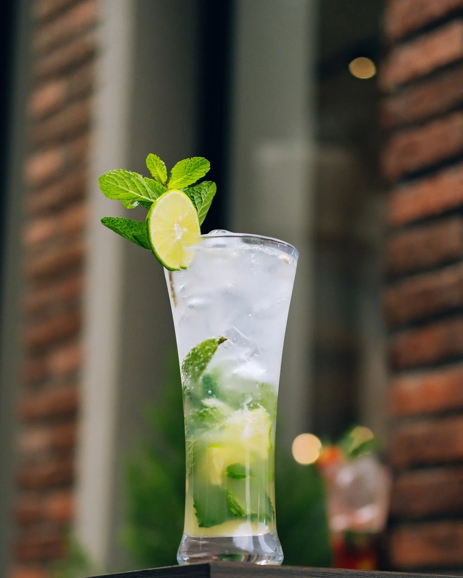 Sparkling mint and lime cooler in a tall glass