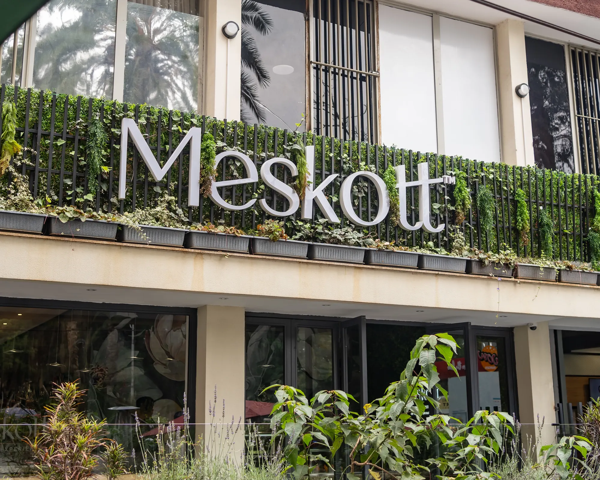 Meskott entrance and green wall at Sellassie Twin Towers