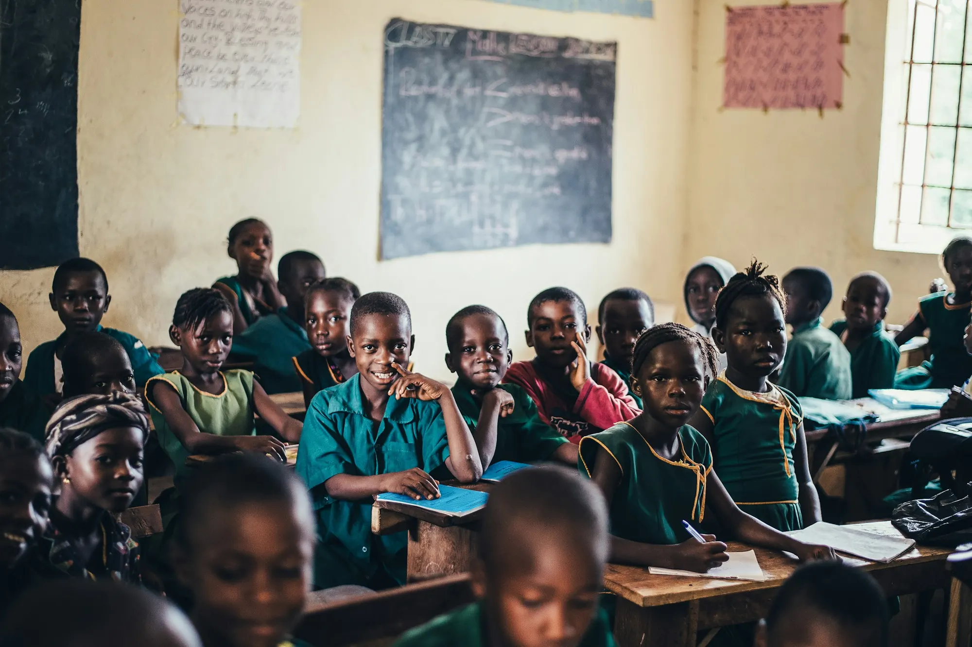 Students learning in a classroom